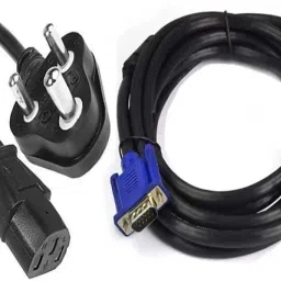 BALRAMA 2pc Set Power Cable + VGA Cable Desktop CPU Printer Monitor Vga to Vga Cord Wire Combo Set-19
