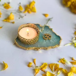 home arte Green Stone Figurine Tea light Holder-picture-19