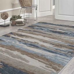 saraswati global Blue Abstract Viscose 5 ft x 8 ft Hand Tufted Carpet-picture-10
