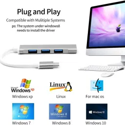 TECHGEAR Type c splitter 4-port high-speed USB hub 3.0 HUB laptop USB Adapter image 5