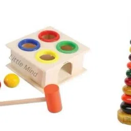 Wooden Hammer Ball Knock Pounding Bench With Wooden Ring Set-picture-10