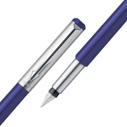 parker Vector Metallix Blue Body Color (Fine Nib )With Quink Ink Bottle Fountain Pen image 5