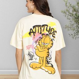 fabflee Women Printed Round Neck Cotton Blend Yellow T-Shirt-picture-19