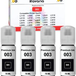 Ravaria 003 Premium Compatible Ink for Epson Printer L1110 L3100 L3101 L3150 L3110 L3115 Black Ink Bottle-15