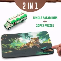 viaan world New Combo Pack of Superb Quality Safari Bus with Cardboard Puzzle Toy for Kids. image 2