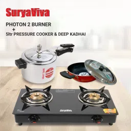 Photon 2B Combo cooker 5ltr+kadhai Glass Manual Gas Stove-32