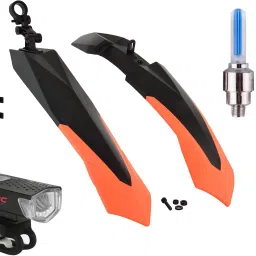 Front & Rear Mudguard Dual Tone & with Premium Cycle Front,Rear & Valve Light Full Length Front & Rear Fender-35
