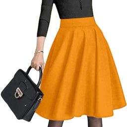 Women Solid A-line Yellow Skirt-image-98
