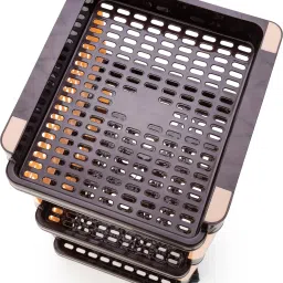 sorath Rectangular 5 Layer Multipurpose Shelf Stand Basket Rack Trolley Plastic Kitchen Trolley image 4