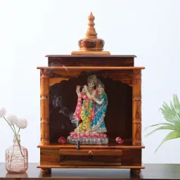india home wood Honey Sheehsam Wood Floor Rested Mandir Without Door-picture-9