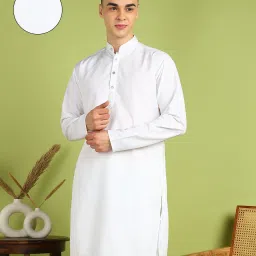Men Solid Cotton Blend Straight Kurta-image-91