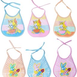 Soft Cotton Washable & Reusable Multicolor Highly Absorbing/Comfortable and Easily Adjustable Feeding Bibs In Apron Style For Babies,Toddlers,Infants-picture-1