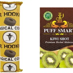 Kiwi Shot with 1 Polo Quick Light Charcoal ( 10 disk) Hookah Charcoals-image-87