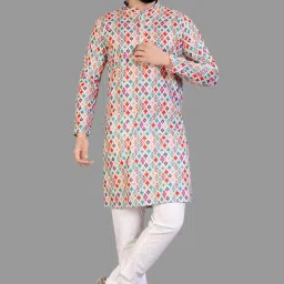 Men Cotton Blend Kurta Pyjama Set-image-45