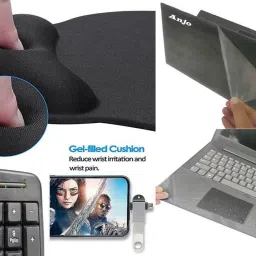 ANJO KeyboardWirelesMous-WPad-Hub-3n1Cl-OTG2n1-Ext-LED-Skin-15.6iScrn&KeyGuard&Sleeve Combo Set image 5