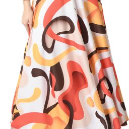 Women Printed Flared Multicolor Skirt-image-2