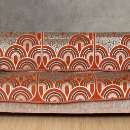 Cotton Geometric 3+1+1 Seater Sofa Cover-image-27