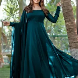 Solid Georgette Stitched Anarkali Gown-image-92