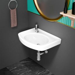 Wall Mount WashBasin (13*18 ROUND ) With PillarTap SS Coupling Hose Pipe Wall Hung Basin-image-43
