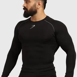 FUAARK Men Black Raw Edge Compression T-shirt-image-64
