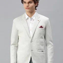 SHOWOFF Men Off White Solid Single-Breasted Slim-Fit Blazer-picture-30