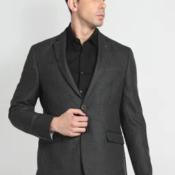 Arrow Self Design Notched Lapel Collar Single-Breasted Formal Blazer-picture-14