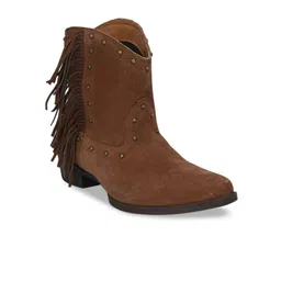 CARLO ROMANO Women Tan Leather Flat Boots-picture-56