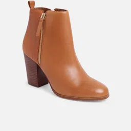 ALDO Women Beige Solid Leather Mid-Top Flat Boots-42