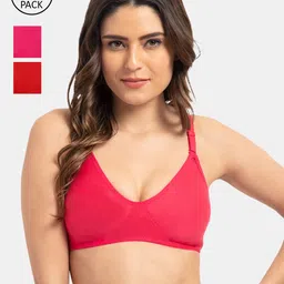 Tweens Set Of 3 Coral & Pink Solid T-Shirt Bras - Wireless Non-Padded-image-19