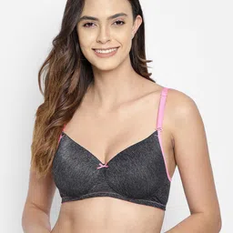 Clovia Grey & Pink Solid T-shirt Bra - Non-Wired Lightly Padded-image-45