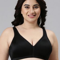 Enamor Black Non-Wired Non Padded High Coverage Everyday Tshirt Bra F024-3