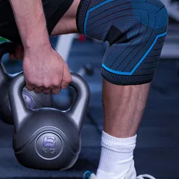 BOLDFIT Blue & Grey Self-Design Knee Support Cap-12