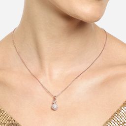 Zaveri Pearls Rose Gold-Plated CZ-Studded Pendant & Chain-image-53