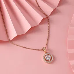 Zaveri Pearls Rose Gold-Plated CZ-Studded Pendant & Chain-57