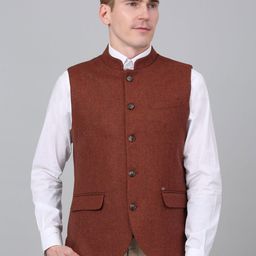 Cantabil Self Design Mandarin Collar Single-Breasted Slim Fit Nehru Jacket-picture-16