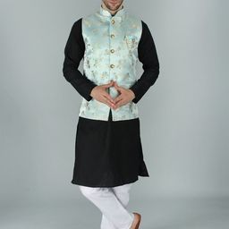 Exotic India Men Floral Brocade Nehru Jacket-picture-48