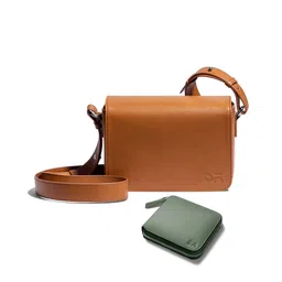 DailyObjects Leather Structured Sling Bag with Zip Wallet image 1