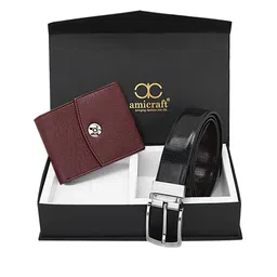 amicraft Men Black & Maroon Accessory Gift Set-image-28