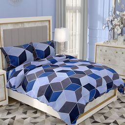 RRC Blue & Grey Geometric Printed Single Duvet Cover With Zipper & Ties-picture-31
