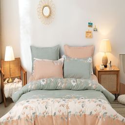 RRC Green & Cream Colored Printed Super Soft Microfiber Cotton Double Duvet Cover-picture-13
