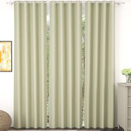 Story@Home Faux Silk Solid 300GSM Beige Room Darkening Blackout Door Curtain - Set of 3-6
