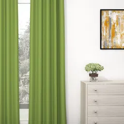 Story@Home Faux Silk Solid 300GSM Green Room Darkening Blackout Door Curtain - Set of 1-image-50