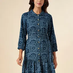 AKKRITI BY PANTALOONS Floral Printed Cotton Shirt Style Dress-image-70