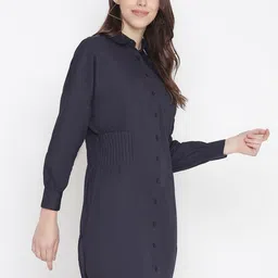 Oxolloxo Women Navy Blue Shirt Dress-picture-31