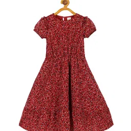 PLUM TREE Red Floral Net Dress-image-14