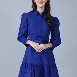 MARC LOUIS Puff Sleeves Cotton Shirt Dress-image-7
