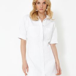 Trendyol Short Sleeves Pure Cotton Shirt Style Mini Dress-image-38