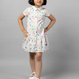 ZIP ZAP ZOOP Girls Conversational Printed Pure Cotton Shirt Style Dress-picture-55