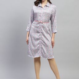 Monte Carlo Floral Print Georgette Shirt Dress-image-77