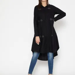 SANASH Collections Long Sleeves Shirt Collar Cotton Dress-image-42